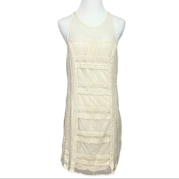 Abercrombie & Fitch Boho Cream Lace and Crochet Tank Dress L - Picture 1 of 8